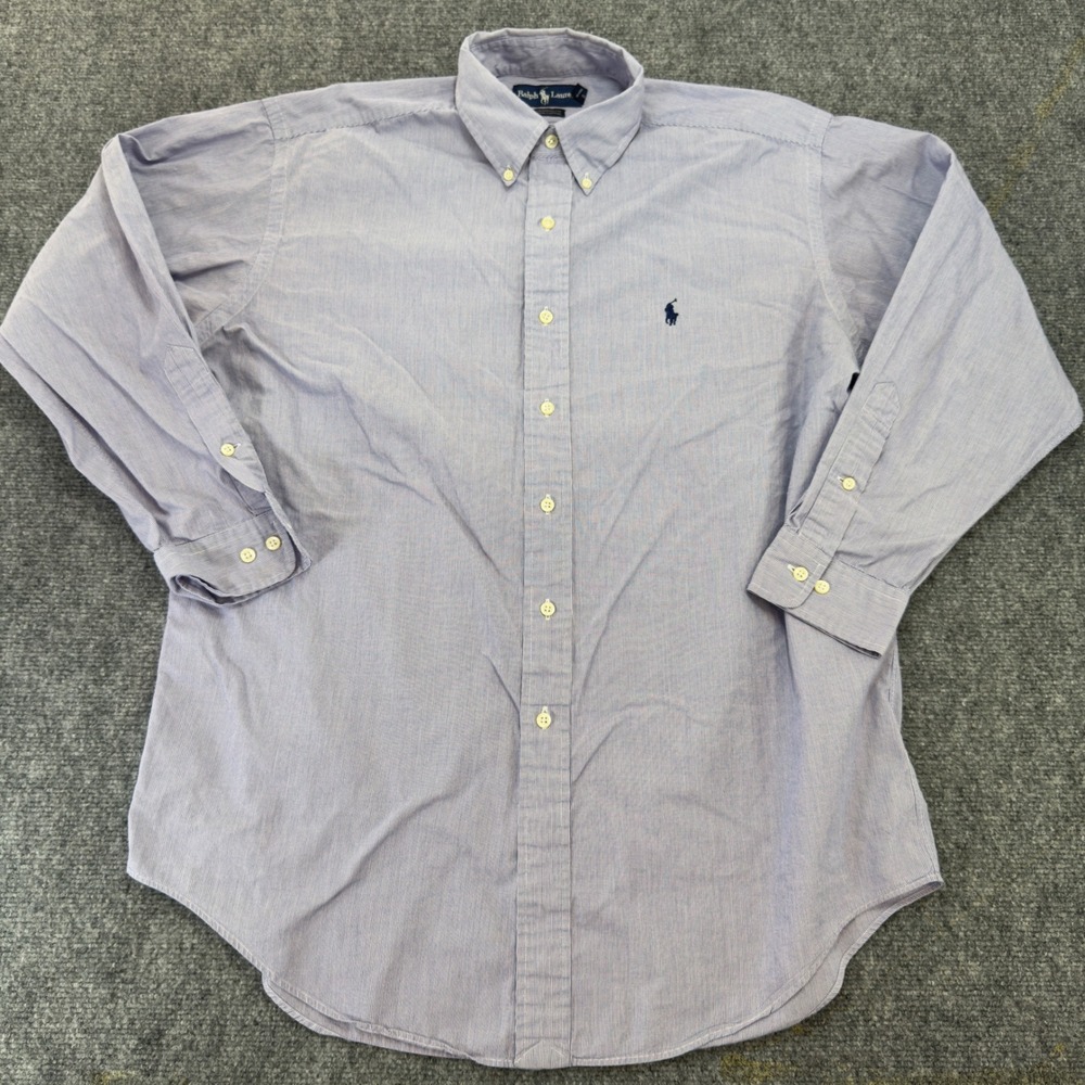 Ralph Lauren Yarmouth Button Down Shirt Blue White Striped Size 16 32/33